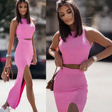 Women's 2025 Summer New Vest Skirt Set Solid-Colored Body Blasting Skirt Women's
