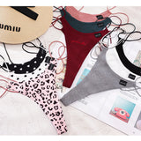 Cotton Strip Single With Sexy Thong Lady English Letter Logo Thong Trousers Women's