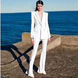 Star Professional Fashion Fashion A Buckle Button Long Suit + Horn Pants Set Two