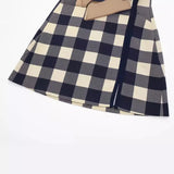 Spring Plaid Split Miniskirt