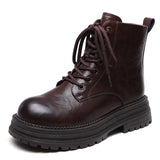 Leather Retro British Style Martin Boots 2025 Autumn And Winter New Fashion Casual Women's Boots Thick Bottom Increase Short