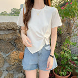 Zingj Short-Sleeved T-Shirt Women 2024 New Summer Design Design Sense Niche Half Sleeve High Waist Short