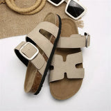 Summer New Large-Size Slippers Women With Thick-Bottomed Words Buckle Solid Color Casual Cold Slippers