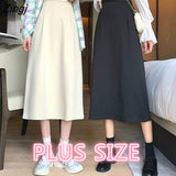 Skirts Women High Waist Slim Jupe Korean Style Friends A-line OL All-match Elegant 4XL Simple Faldas Mujer Ins New