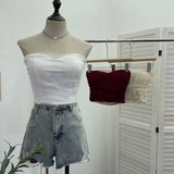 Babes Light Yarn Splicing Braless Sleeveless Top With Short Corset Corset Umbilized Bra Vest