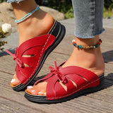 Bow Flat Bottom Slope And Slippers 2025 New Solid Color Rocking Line Hollow Fish Mouth