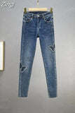 Sequins Jeans Women Bling Bling Spring Autumn Woman High Waist Pencil Denim