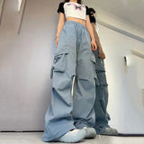 Zingj Pants Female Summer 2024 New Straight Leg Drop Feeling Wide Leg Cargo Pants High Waist Show Slim