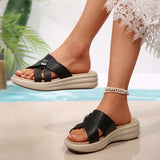New Thick Bottom Slippers Cross-Band Exposed Toe Middle-Of-Year-Old Cool Slippers Wearing Stylish Comfortable Soft Bottom Mom