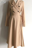 Double-Breasted V-Neck Lace-up Belt Office Lady A-Line Long Sleeve Slim Waist Pleated Midi Dress Women Korea Autumn