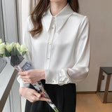 Long-Sleeved Vertiny Shirt In Autumn 2025 Female OL Commuting Leisure Thin Simple Gloss Temperament
