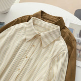 Care Fine Wicked Striped Collar Long-Sleeved Shirt Women's Autumn And Winter New Overlays Thick Shirt Coat