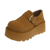 Women's New Vintage Vintage Retat One-Legged Lefu Shoes Round Headed Cotton Shoes In The Autumn And Winter
