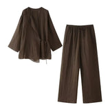 Women's INS Burst Linen And Cross-Coat Fashion Trousers