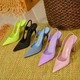 Women's Fine Heel 2025 Spring New Cloth Head Pointy Single Shoes Behind Trip With Skirts And Head Women's