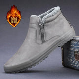 New Martin Boots Men's High-Help Zipper Leisure Trend To Keep Warm And Velvet Thick Cotton Shoes
