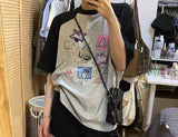 Cartoon Print Raglan Short Sleeve TeeOutfit
