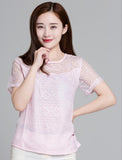 Shooting 2025 Summer Dress New Bottoming Tops To Put On White Round-Neck Short-Sleeved Lace Chiffon
