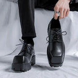 2025 New Youth With Square Head British Wind Thick Bottom Niche Casual Daily Leather Shoes