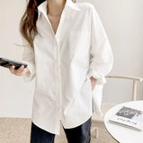Long Sleeve Cotton White Blouse Women 2023 Plus Size Loose Women Shirt Blouse Casual Office Lady Button Shirt Tops