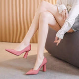 Famous Single Shoe Women In The Summer Of 2025 New Shallow Thick Heel Women's Shoes Temperament Tip-Tip High-Heeled