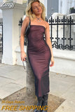 Women Sexy Long Tube Top Bodycon Dress Strapless Bandeau Maxi Dress Slim Fitted Summer Casual Formal Midi