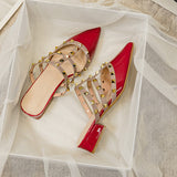 Summer New Pointed Head Down With Slippers Women Rivet Bag Lazy Outside Wearing Cold Tot Large Size