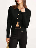 Elegant And Elegant Leisure Knitted Cardigan Fashion Commut Solid Color Simple Round-Neck Sweater