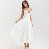 2025 New Sexy Long Dress With Chest Dress V Pointed Fish Bone Gird Waist A Swing Dress