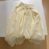 Salt Cheese ~ Cream Yellow Long-Sleeved Cotton Shirt Women's Korean Version Of Loose Niche