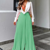 Spot Autumn 2025 New Women's Fashion Temperament Pressure Pleated Long Wide-Leg