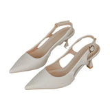 Women 2025 Summer New French Sharp Tip Fine Heel Single Shoes With Temperament Bao Head Hollow