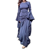 Summer New Round Collar Horn Sleeve Women's Sexy Dress Dress