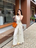 Xixi 2025 Spring New Temperament Linen Vest + High Waist Display Thin Leg Trousers Two Sets Of Women