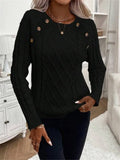 And Winter Button Design With Shoulder Sleeves Stifling Knitted Round-Neck