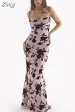 Summer Dress Women 2023 Elegant Fashion Beach Vacation Rave Outfits Sexy Backless Lace Up Floral Print Mesh