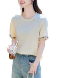 Cream-Colored Top 25 Years Of Summer New Commute Fashion Design Lace Splicing Loose T-Shirt