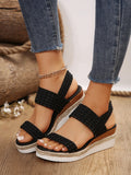 With A Slope And Sandals Women With Buckle On The Bottom Of The Knitted Light Beach Cold