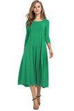 Women's Clothing 2025 Spring New Dress Fashion Casual Fold Seven-Sleeve Solid