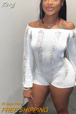 Sexy Women Knit Jumpsuit Long Sleeve Off-shoulder Backless Hollowed Solid Slim Fit Bodysuit for Club Party