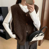 Plush Velvet Vest Korean Simple Soft Sweater Women Loose Folding Knitting