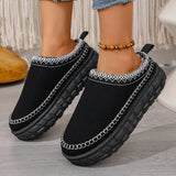 Large-Size Thick-Bottomed National Wind Half-Cotton Shoes Female Long Furry Tire Bottom Snow