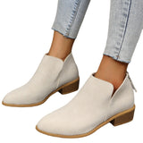 Large-Size Short-Skinned Leather Boots Women's Sharp Tips And Zippered Velvet And Ankle Boots Women's Martin