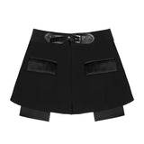 New High Street Tide Heavy Industry Nail Pin Bling Pu Buckle Waist Seal Skirt Female