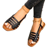 Hollow Flat-Bottomed Side Sandals Women Breathable Low-Tlip With Beach Cool Slippers