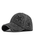 Distressed Wash Sequin Star Baseball Cap-Outfit