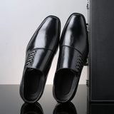 Zingj New British Men's Fashion Trend Single Shoes Business Casual Leather Shoes Square Head Plus Size Men's