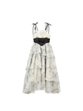 Women's Dress Vintage Korean Style Harajuku Kawaii Spaghetti Strap Floral Print One Piece Midi Dress Frocks 2023 Summer