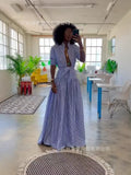 Women's Striped Long Shirt Casual Long Sleeve Dress