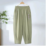 Mother Pants Summer Thin Eight-Point Pants High Waist Straight Middle-Grade Women's Trousers Loose
